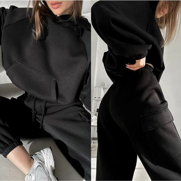 2 Piece Women Hoodies Tracksuit Long Sleeve Sweatshirts Jogger Outfits - Picture 1 of 4